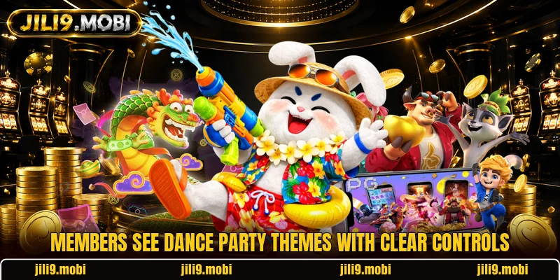 Members see Dance Party themes with clear controls