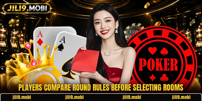 Players compare round rules before selecting rooms